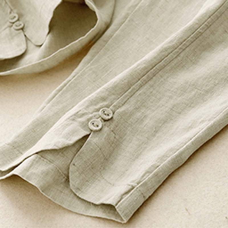 Buddha Stones Letnie lniane spodnie damskie zwężane z kieszeniami - image 11