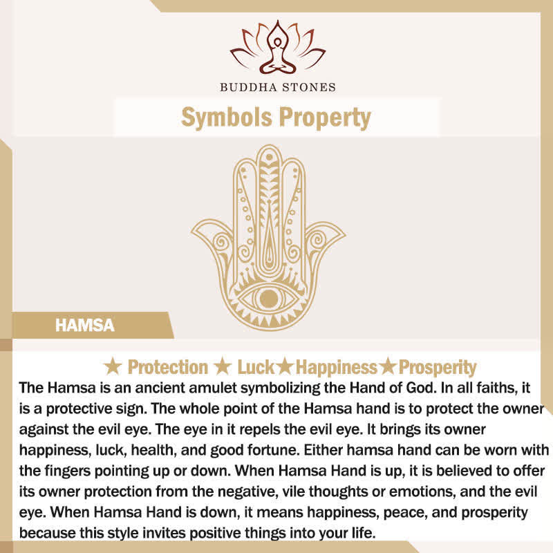 Buddha Stones Naszyjnik z kryształu z naturalnego czarnego obsydianu i palmy Hamsa - image 2