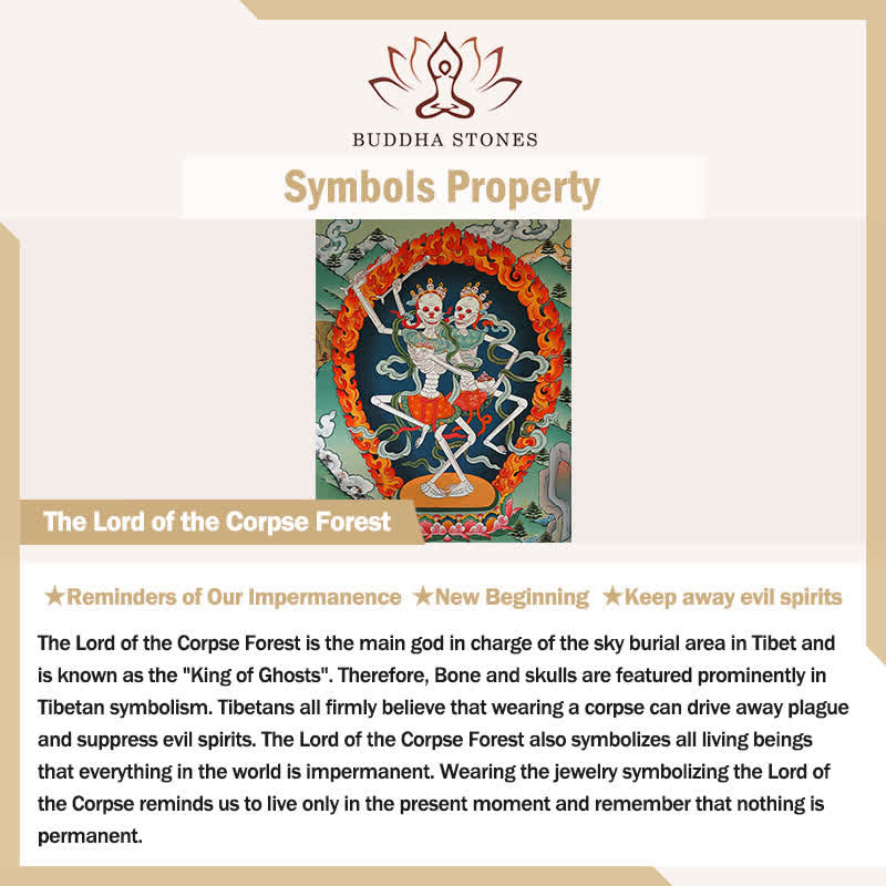 Buddha Stones Bransoletka z koralików kostnych Władca Lasu Zwłok Siła i Ochrona - image 1