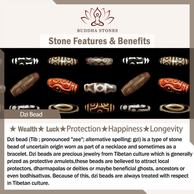 Buddha Stones Bransoletka z koralików z kości Dzi z motywem ochrony lasu Władcy Zwłok w stylu tybetańskim - image 3