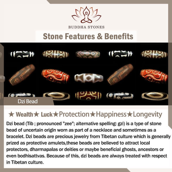 Buddha Stones Tybetański naszyjnik ochronny z koralików Dzi Vajra z trzema oczkami i plecioną liną - image 5