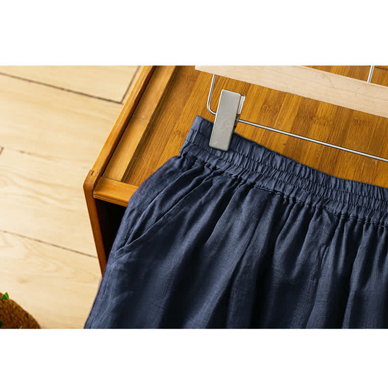 Buddha Stones Letnie, haftowane, szerokie spodnie damskie w stylu boho z kieszeniami - image 4