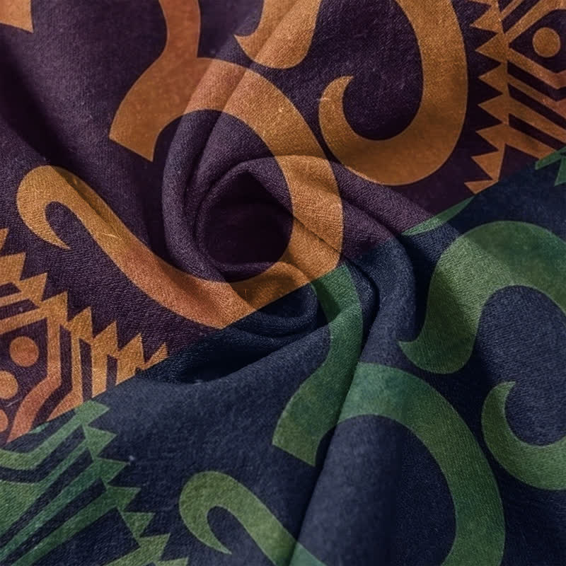 Buddha Stones Koszula męska z krótkim rękawem Cotton Om Emblem zapinana na pół guzika - image 3