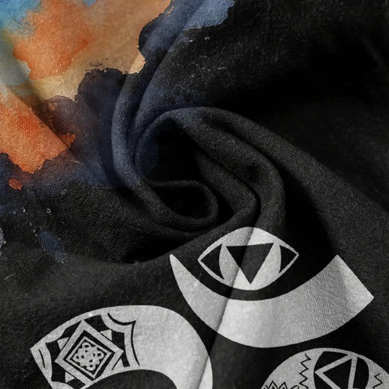 Buddha Stones Koszula męska z krótkim rękawem i guzikami Cotton Om Chakra Emblem - image 2