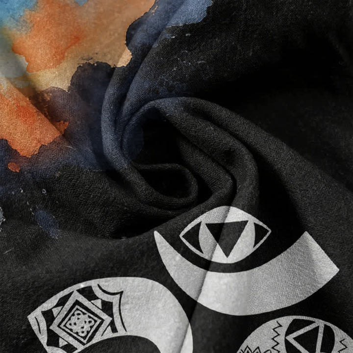 Buddha Stones Koszula męska z krótkim rękawem i guzikami Cotton Om Chakra Emblem - image 2