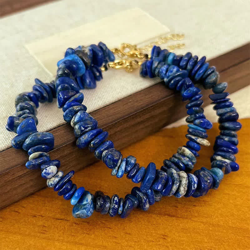 Buddha Stones Naturalna nieregularna bransoletka z lapis lazuli i lazurytu - image 2