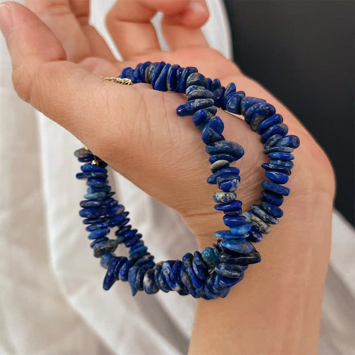 Buddha Stones Naturalna nieregularna bransoletka z lapis lazuli i lazurytu - image 8