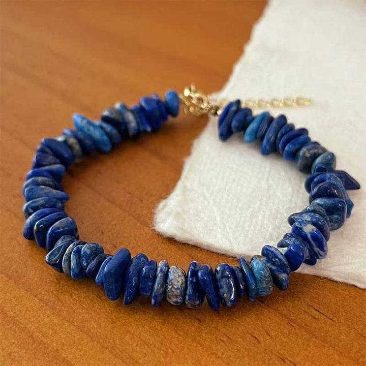 Buddha Stones Naturalna nieregularna bransoletka z lapis lazuli i lazurytu - Lapis Lazuli (obwód nadgarstka 15–18 cm) - image 0