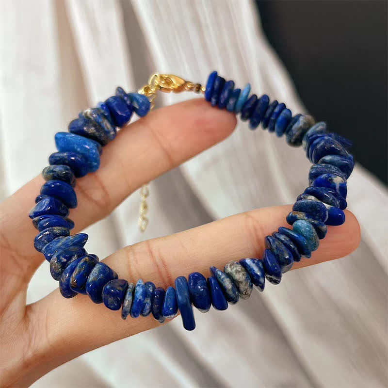 Buddha Stones Naturalna nieregularna bransoletka z lapis lazuli i lazurytu - image 3