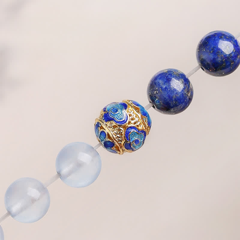Buddha Stones Bransoletka Balance z podwójnym owinięciem z lapis lazuli, akwamarynu i czerwonego agatu - image 9