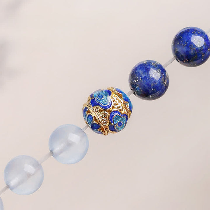 Buddha Stones Bransoletka Balance z podwójnym owinięciem z lapis lazuli, akwamarynu i czerwonego agatu - image 9
