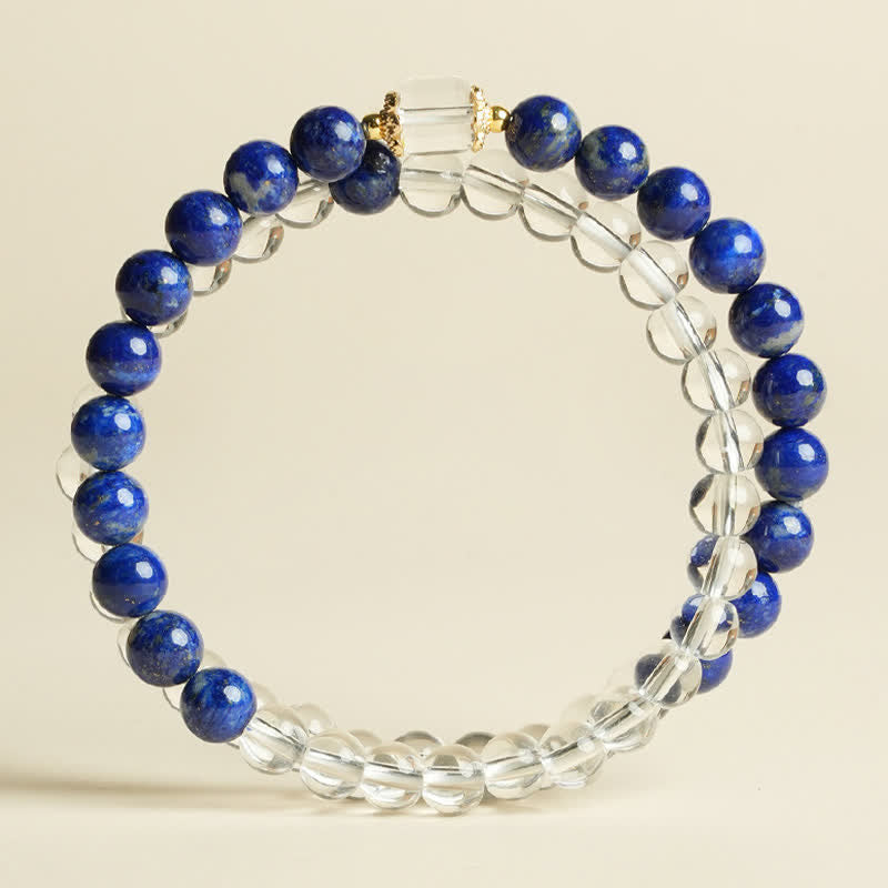 Buddha Stones Bransoletka z koralików z lapis lazuli i kwarcu - image 1