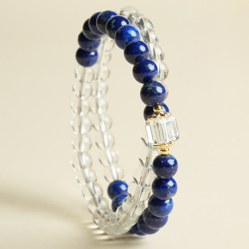 Buddha Stones Bransoletka z koralików z lapis lazuli i kwarcu - image 2