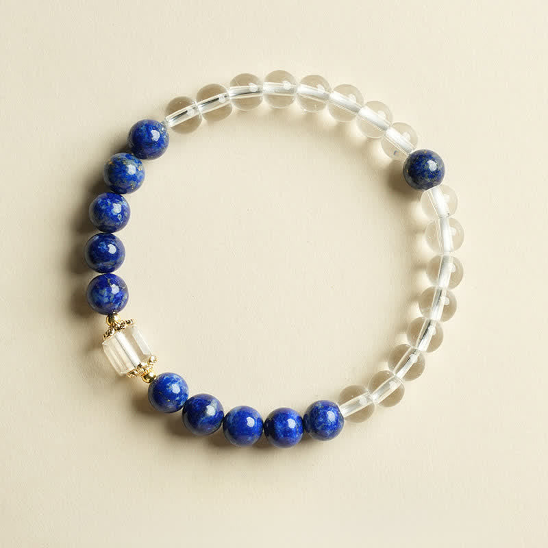 Buddha Stones Bransoletka z koralików z lapis lazuli i kwarcu - Podwójnie owinięty lapis lazuli (obwód nadgarstka 14-15 cm) - image 11