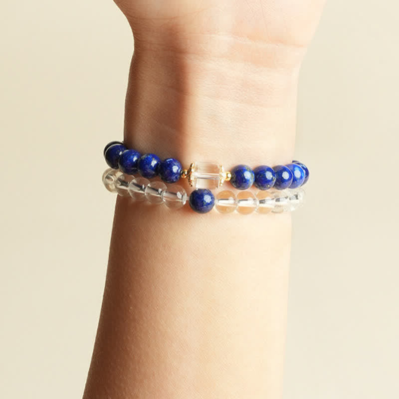 Buddha Stones Bransoletka z koralików z lapis lazuli i kwarcu - image 7