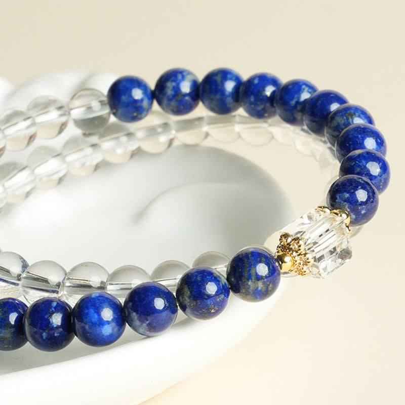 Buddha Stones Bransoletka z koralików z lapis lazuli i kwarcu - image 3