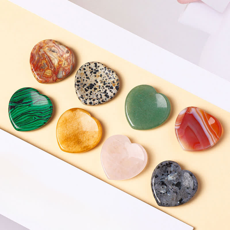 Buddha Stones Kamień z motywem serca, opal kwarcu różowego, kryształ dekoracyjny, motywacja, 4*4*0,7 cm - image 0