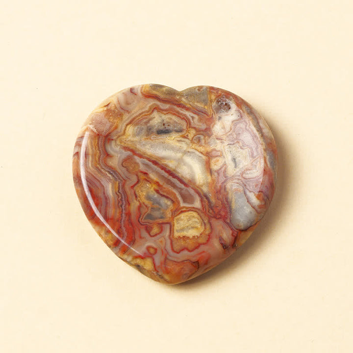Buddha Stones Kamień z motywem serca, opal kwarcu różowego, kryształ dekoracyjny, motywacja, 4*4*0,7 cm - Naturalny agat koronkowy (kolor może się różnić) - 4*4*0,7 cm - image 23