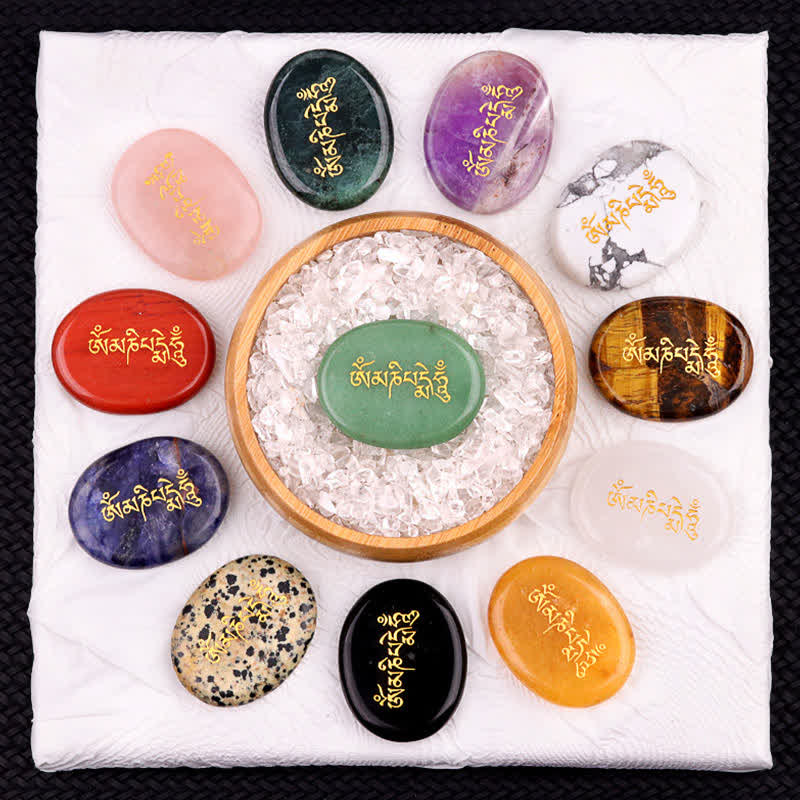 Buddha Stones Om Mani Padme Hum Ametyst Tygrysie Oko Kamień Kryształowy Dekoracja Palmowa 35*45mm - image 38