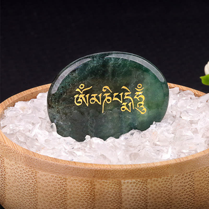 Buddha Stones Om Mani Padme Hum Ametyst Tygrysie Oko Kamień Kryształowy Dekoracja Palmowa 35*45mm - Naturalny agat indyjski (kolor może się różnić) 35*45 mm - image 18