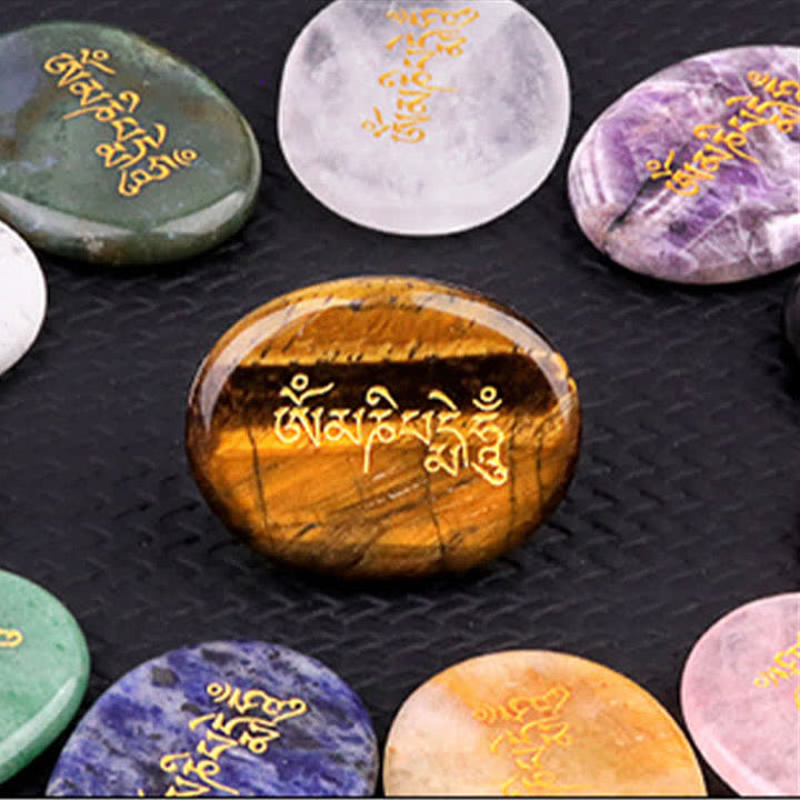 Buddha Stones Om Mani Padme Hum Ametyst Tygrysie Oko Kamień Kryształowy Dekoracja Palmowa 35*45mm - image 40
