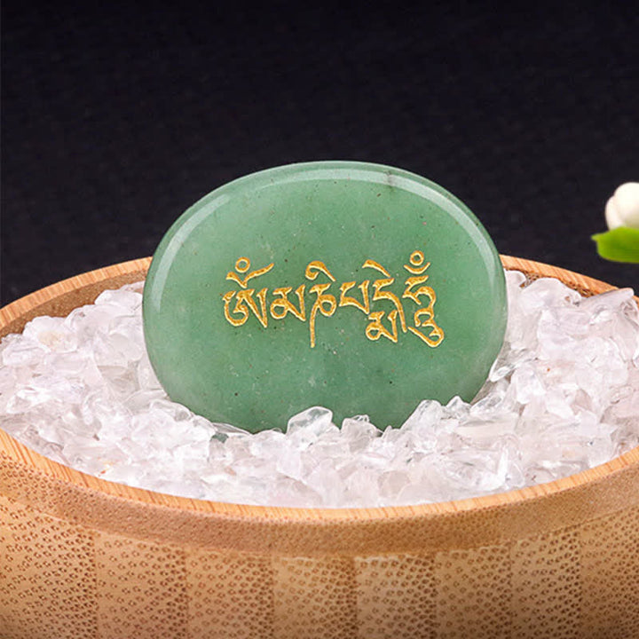 Buddha Stones Om Mani Padme Hum Ametyst Tygrysie Oko Kamień Kryształowy Dekoracja Palmowa 35*45mm - Naturalny zielony awenturyn (kolor może się różnić) 35*45 mm - image 21