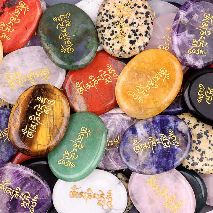 Buddha Stones Om Mani Padme Hum Ametyst Tygrysie Oko Kamień Kryształowy Dekoracja Palmowa 35*45mm - image 37