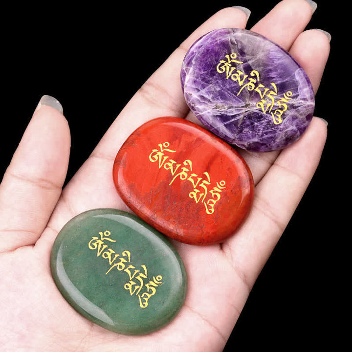 Buddha Stones Om Mani Padme Hum Ametyst Tygrysie Oko Kamień Kryształowy Dekoracja Palmowa 35*45mm - image 39