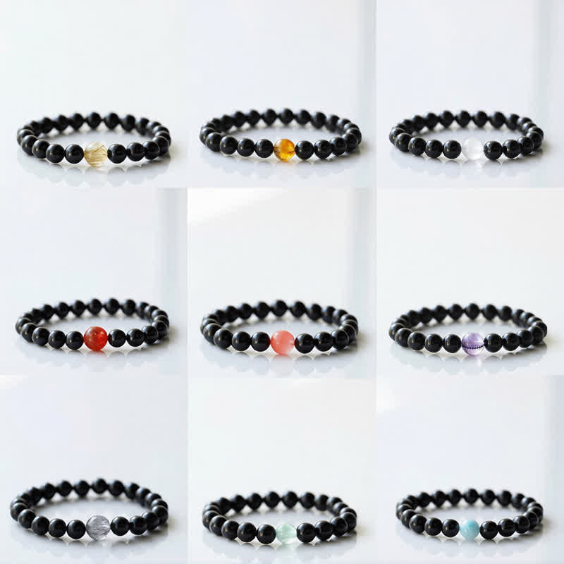 Buddha Stones Bransoletka wzmacniająca odporność z kryształem czarnego turmalinu i motywem zodiaku - image 16
