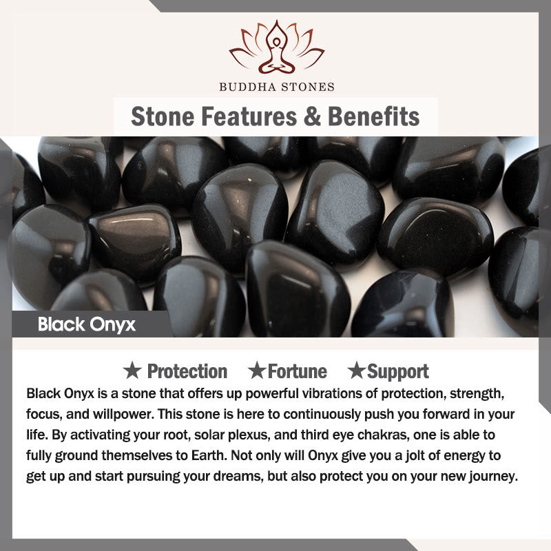 Buddha Stones Kolczyki-koła z czarnym onyksem i ochroną tygrysiego oka - image 4
