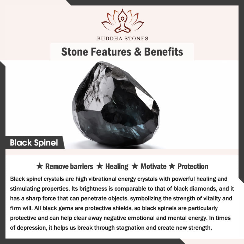 Buddha Stones Naszyjnik z koralików z czarnego spineli i turkusu - image 3