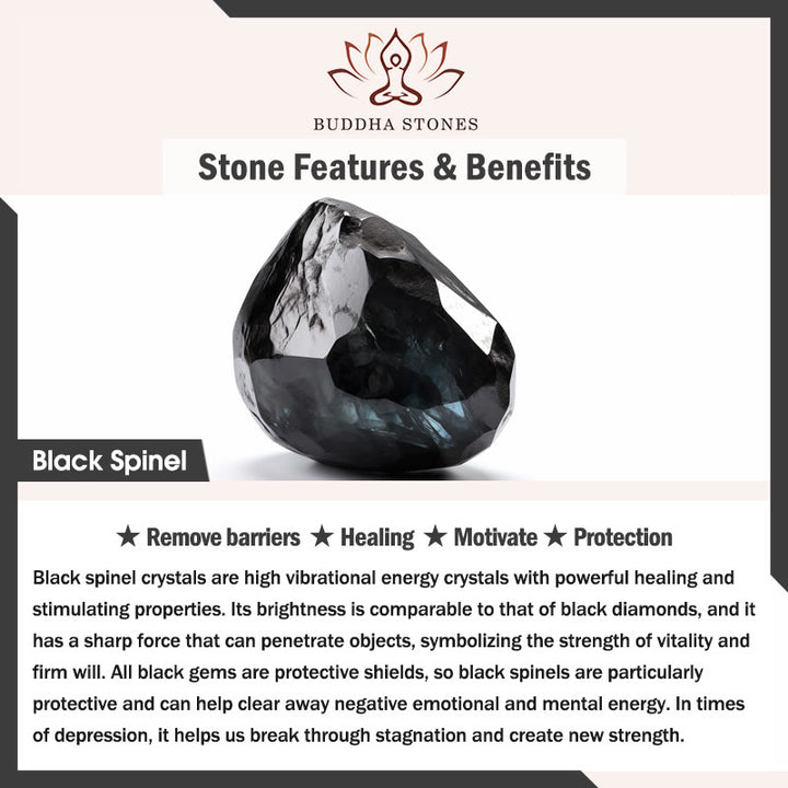 Buddha Stones Naszyjnik z koralików z czarnego spineli i turkusu - image 3