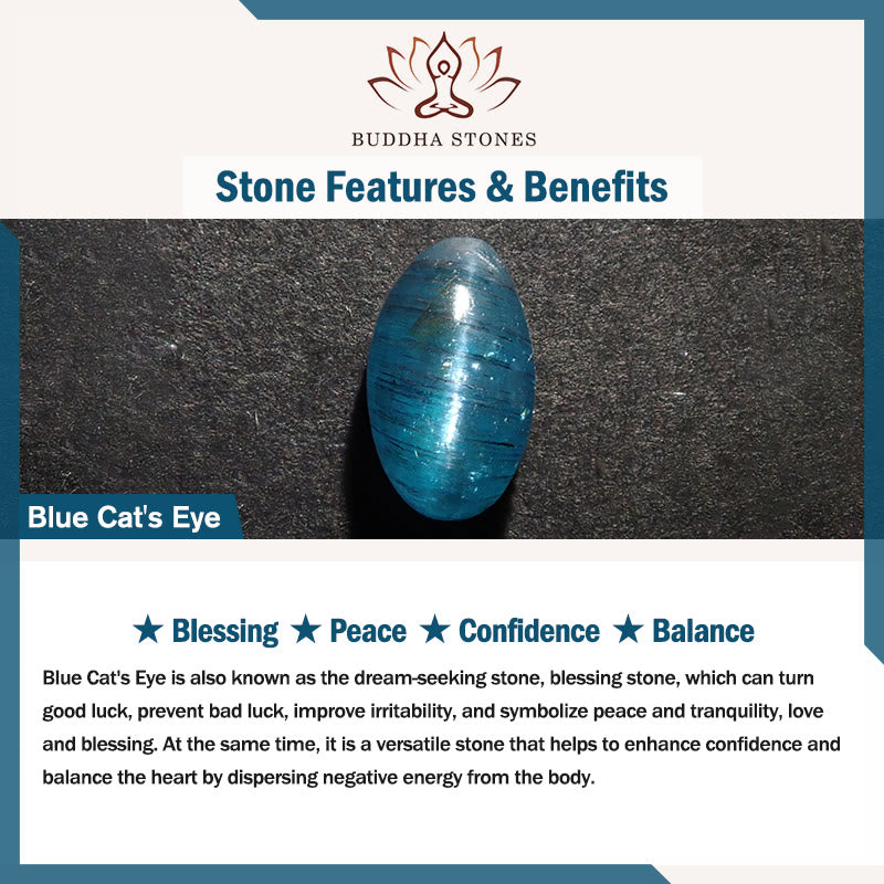 Buddha Stones Bransoletka z trzema owinięciami i niebieskim, przejrzystym charmsem w kształcie płatka śniegu w kształcie kociego oka - image 5