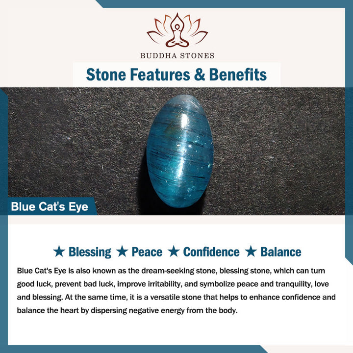 Buddha Stones Bransoletka z trzema owinięciami i niebieskim, przejrzystym charmsem w kształcie płatka śniegu w kształcie kociego oka - image 5