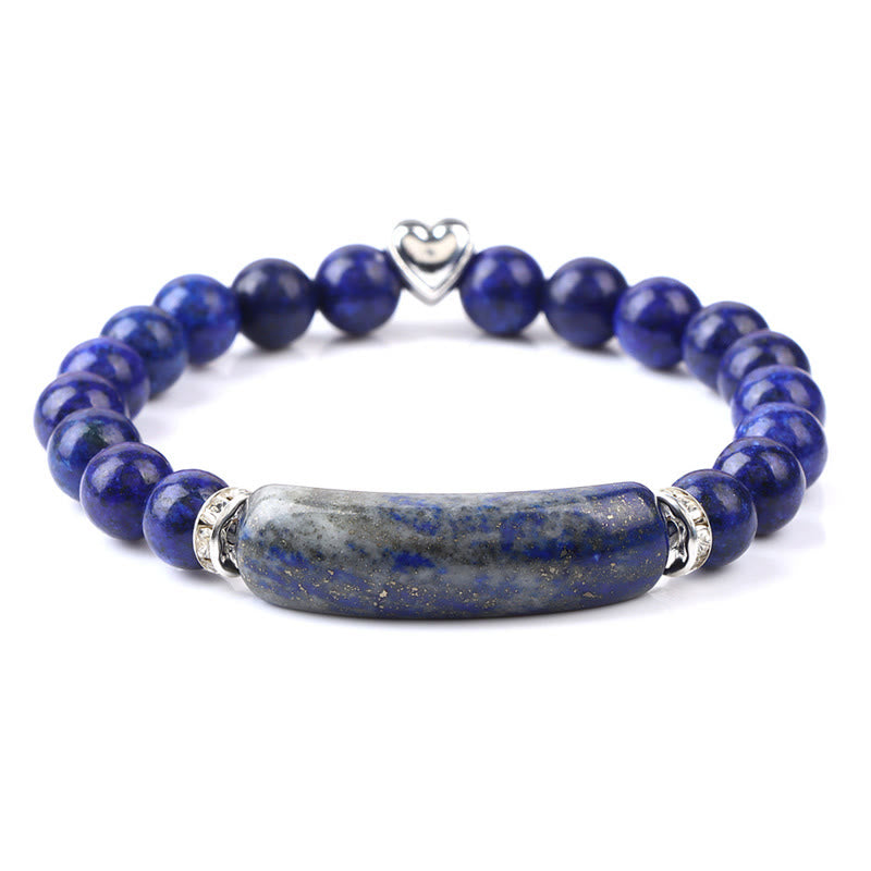 Buddha Stones Bransoletka lecznicza z ametystu, tygrysiego oka, lapis lazuli, zielonego awenturynu, rodonitu i dalmatyńskiego jaspisu - Lapis Lazuli (obwód nadgarstka 15-16 cm) - image 8