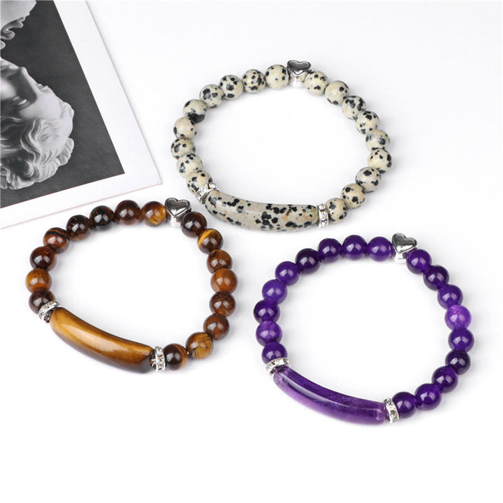 Buddha Stones Bransoletka lecznicza z ametystu, tygrysiego oka, lapis lazuli, zielonego awenturynu, rodonitu i dalmatyńskiego jaspisu - image 19