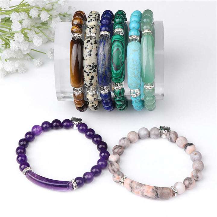 Buddha Stones Bransoletka lecznicza z ametystu, tygrysiego oka, lapis lazuli, zielonego awenturynu, rodonitu i dalmatyńskiego jaspisu - image 20