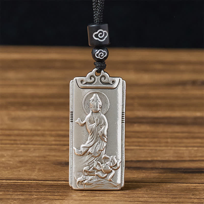 Buddha Stones Naszyjnik z wisiorkiem z liną Awalokiteśvara, pokryty miedzią i srebrem - Awalokiteśvara - image 0