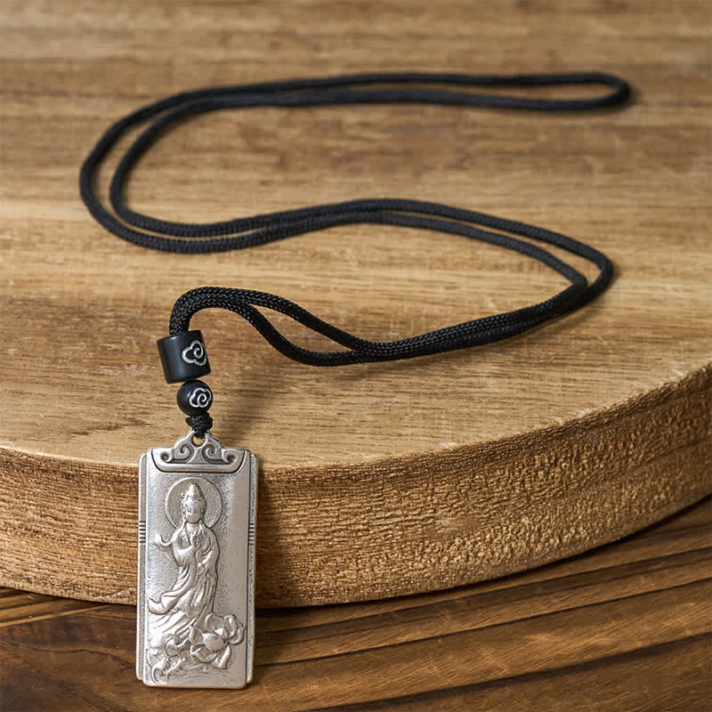 Buddha Stones Naszyjnik z wisiorkiem z liną Awalokiteśvara, pokryty miedzią i srebrem - image 1
