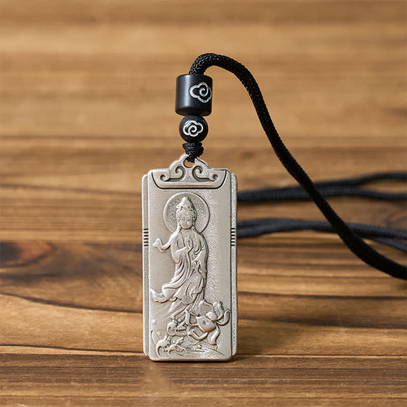 Buddha Stones Naszyjnik z wisiorkiem z liną Awalokiteśvara, pokryty miedzią i srebrem - image 4