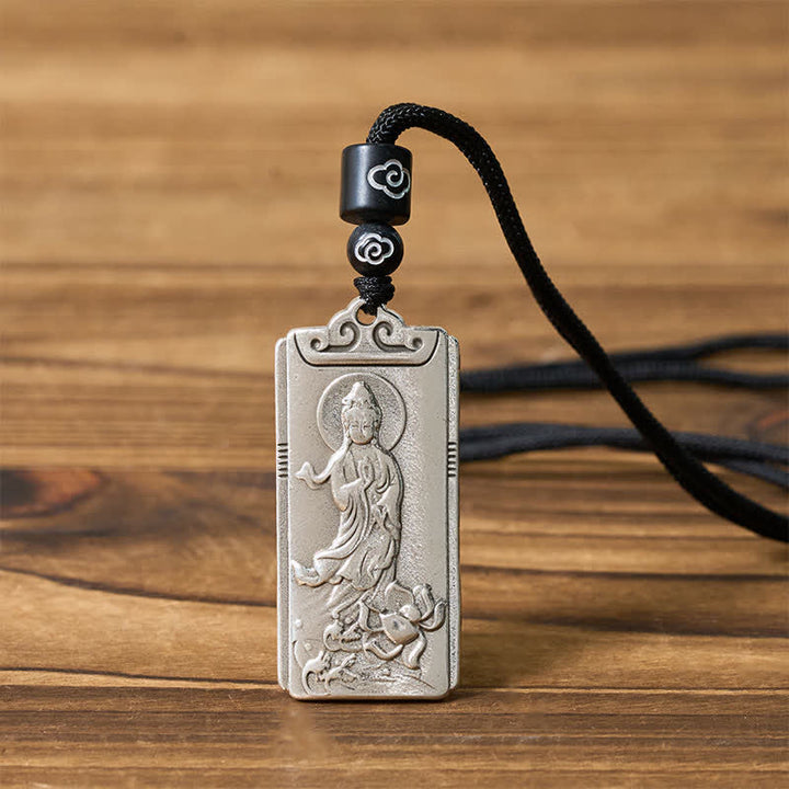 Buddha Stones Naszyjnik z wisiorkiem z liną Awalokiteśvara, pokryty miedzią i srebrem - image 4