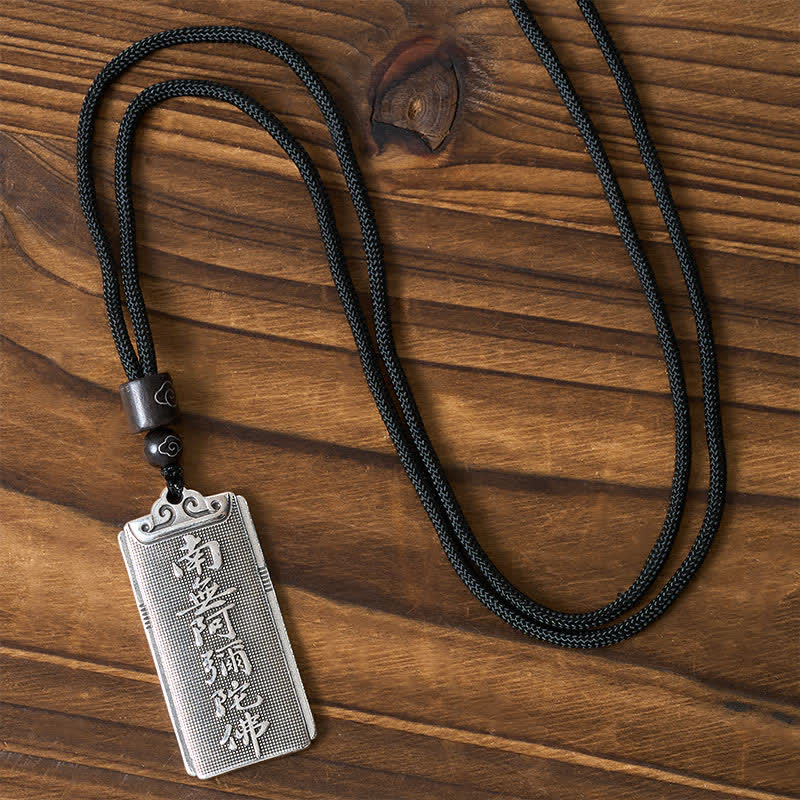 Buddha Stones Naszyjnik z wisiorkiem "Namo Amitabha Rope Luck" pokryty miedzią i srebrem - image 1