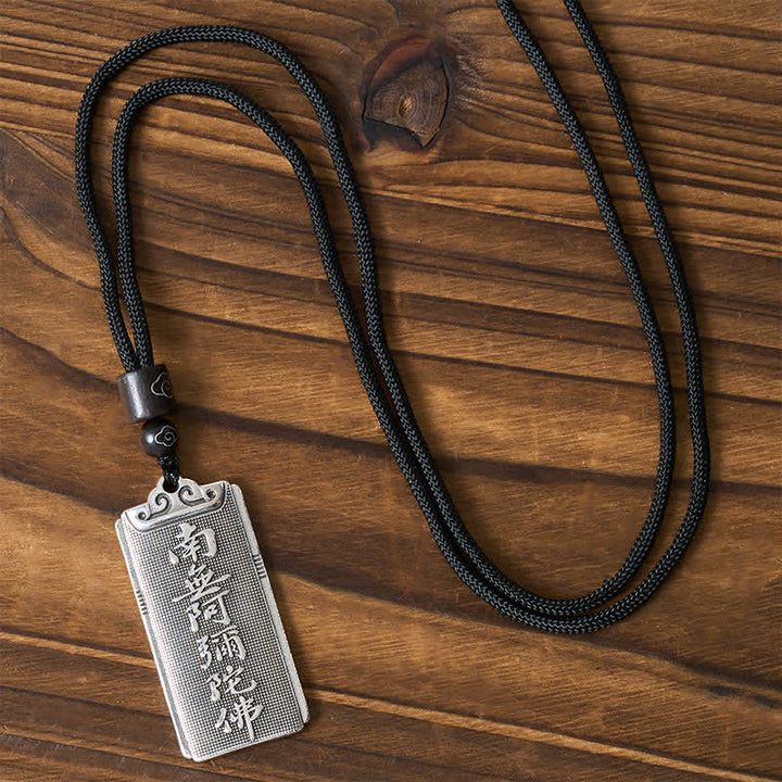 Buddha Stones Naszyjnik z wisiorkiem "Namo Amitabha Rope Luck" pokryty miedzią i srebrem - image 1