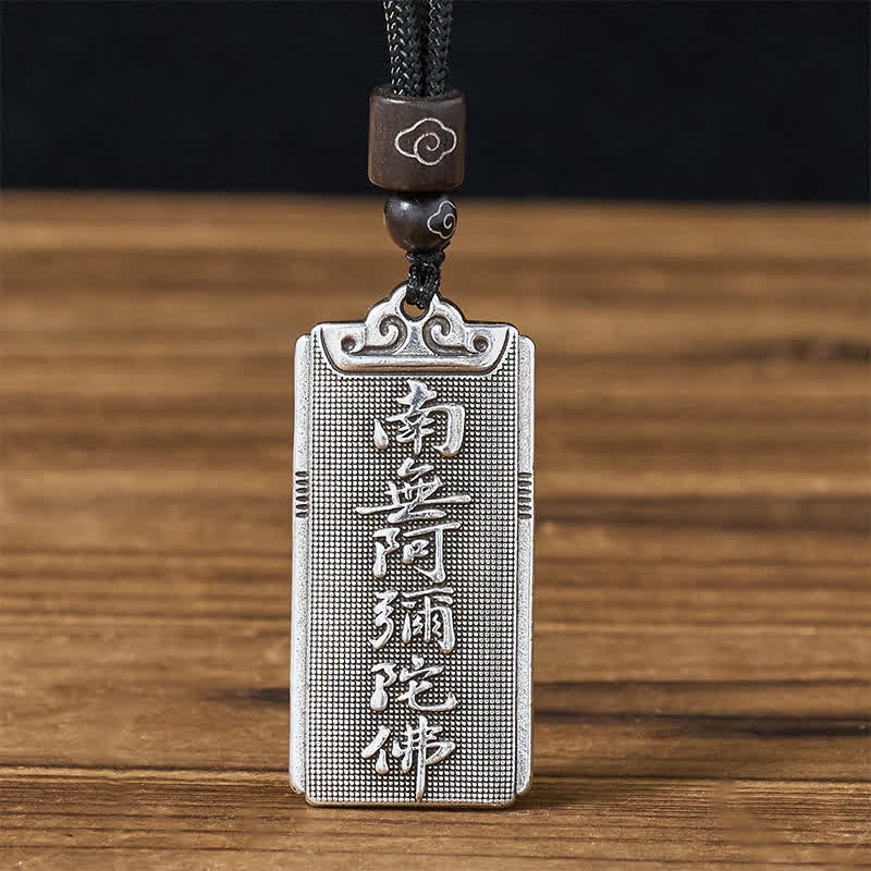 Buddha Stones Naszyjnik z wisiorkiem "Namo Amitabha Rope Luck" pokryty miedzią i srebrem - image 4