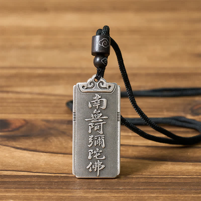 Buddha Stones Naszyjnik z wisiorkiem "Namo Amitabha Rope Luck" pokryty miedzią i srebrem - image 3