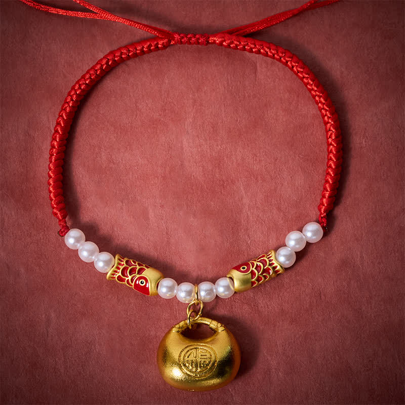 Buddha Stones Czerwony sznurek pleciony Koi Fish Fu Character Fortune Regulowana obroża dla kotów i psów - image 1