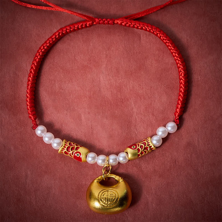 Buddha Stones Czerwony sznurek pleciony Koi Fish Fu Character Fortune Regulowana obroża dla kotów i psów - image 1