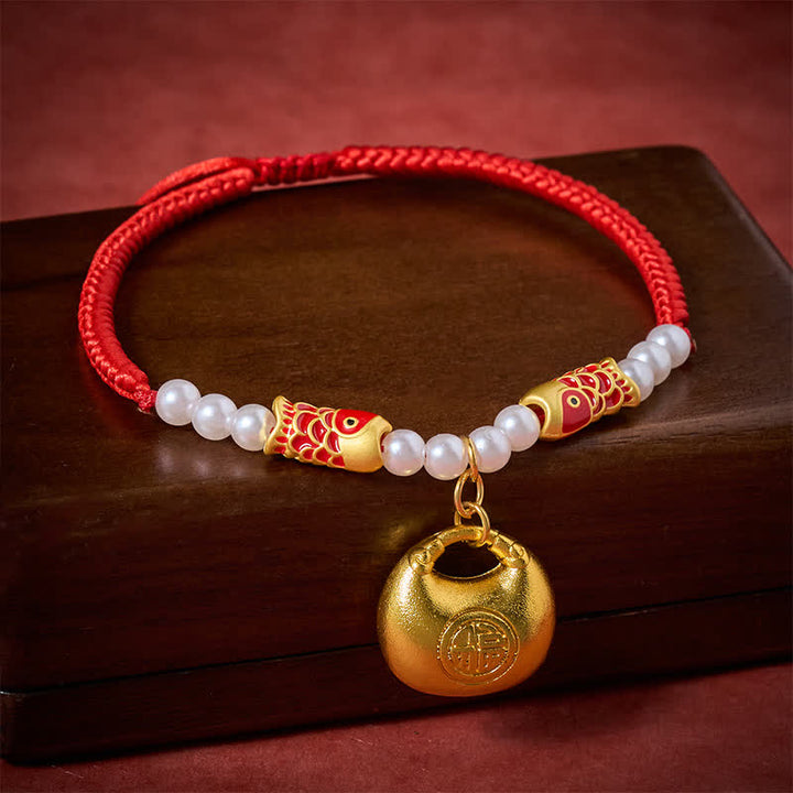 Buddha Stones Czerwony sznurek pleciony Koi Fish Fu Character Fortune Regulowana obroża dla kotów i psów - image 3