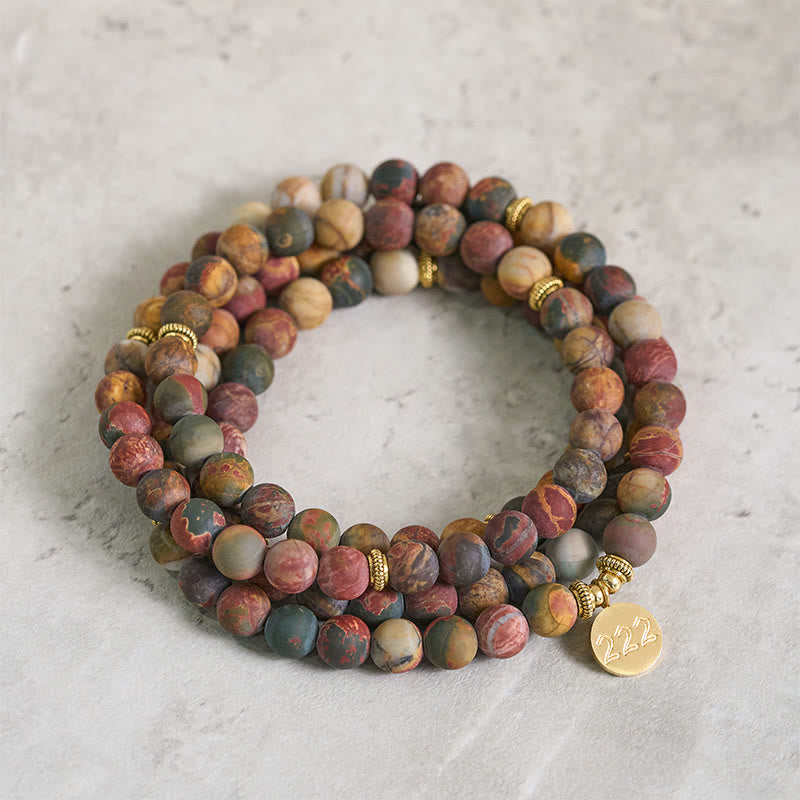 Buddha Stones 222 Anioł Numer 108 Mala Koraliki Picasso Jasper Kamień Energia Mala - 222 - image 0