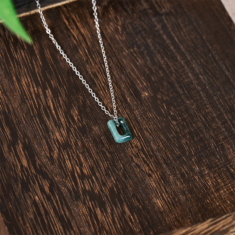Buddha Stones Naszyjnik z wisiorkiem z zielonego jadeitu w kształcie kwadratu o małej objętości - image 10